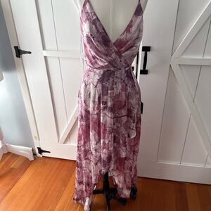 Lulu's Asymmetrical Dress in Pink and White